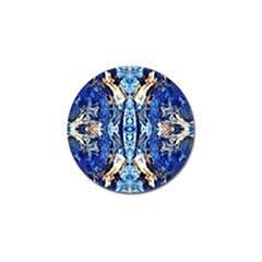 Cobalt On Gold Symmetry Golf Ball Marker (4 Pack) by kaleidomarblingart