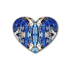 Cobalt On Gold Symmetry Rubber Coaster (heart)