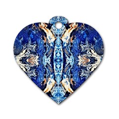 Cobalt On Gold Symmetry Dog Tag Heart (one Side) by kaleidomarblingart