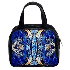 Cobalt On Gold Symmetry Classic Handbag (two Sides) by kaleidomarblingart