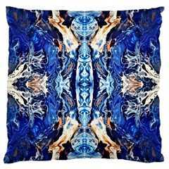 Cobalt On Gold Symmetry Large Cushion Case (two Sides) by kaleidomarblingart