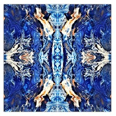 Cobalt On Gold Symmetry Square Satin Scarf (36  X 36 )