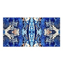 Cobalt On Gold Symmetry Satin Shawl 45  X 80  by kaleidomarblingart