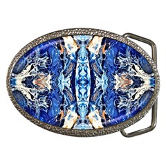 Cobalt On Gold Symmetry Belt Buckles