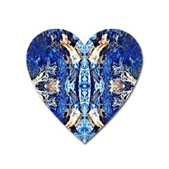 Cobalt On Gold Symmetry Heart Magnet by kaleidomarblingart