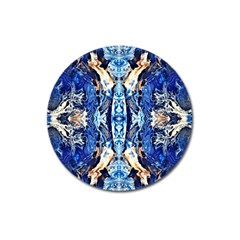 Cobalt On Gold Symmetry Magnet 3  (round) by kaleidomarblingart