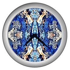 Cobalt On Gold Symmetry Wall Clock (silver)