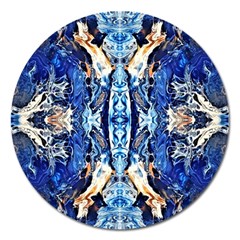 Cobalt On Gold Symmetry Magnet 5  (round) by kaleidomarblingart