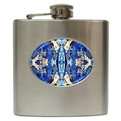 Cobalt On Gold Symmetry Hip Flask (6 Oz) by kaleidomarblingart