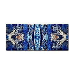 Cobalt On Gold Symmetry Hand Towel by kaleidomarblingart