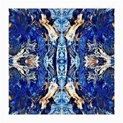 Cobalt On Gold Symmetry Medium Glasses Cloth by kaleidomarblingart