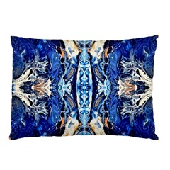 Cobalt On Gold Symmetry Pillow Case by kaleidomarblingart