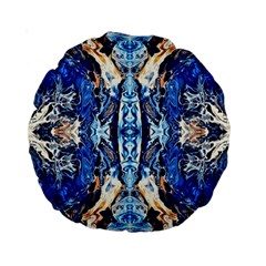 Cobalt On Gold Symmetry Standard 15  Premium Round Cushions by kaleidomarblingart