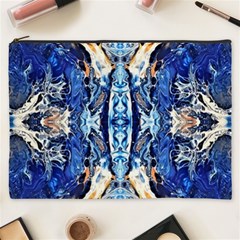 Cobalt On Gold Symmetry Cosmetic Bag (xxxl) by kaleidomarblingart