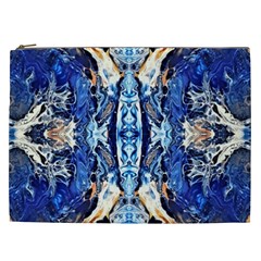 Cobalt On Gold Symmetry Cosmetic Bag (xxl) by kaleidomarblingart