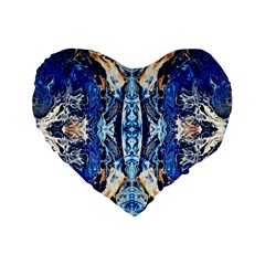 Cobalt On Gold Symmetry Standard 16  Premium Flano Heart Shape Cushions by kaleidomarblingart