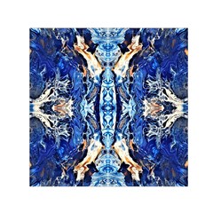 Cobalt On Gold Symmetry Square Satin Scarf (30  X 30 )