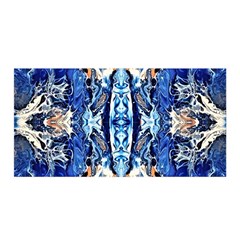 Cobalt On Gold Symmetry Satin Wrap 35  X 70  by kaleidomarblingart