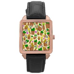 Cactus Rose Gold Leather Watch  by nateshop