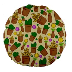 Cactus Large 18  Premium Flano Round Cushions by nateshop