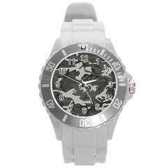 Camouflage Round Plastic Sport Watch (l) by nateshop