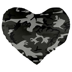 Camouflage Large 19  Premium Flano Heart Shape Cushions by nateshop