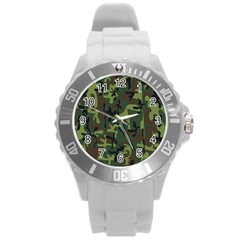 Camouflage-1 Round Plastic Sport Watch (l) by nateshop