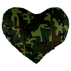 Camouflage-1 Large 19  Premium Flano Heart Shape Cushions by nateshop