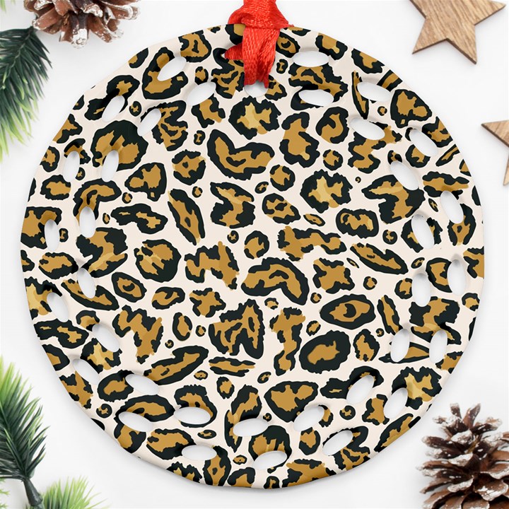 Cheetah Round Filigree Ornament (Two Sides)