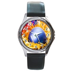 Christmas Decoration 10 Round Metal Watch by artworkshop