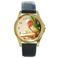 Christmas Decoration 11 Round Gold Metal Watch by artworkshop