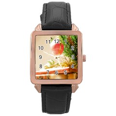 Christmas Decoration 11 Rose Gold Leather Watch  by artworkshop