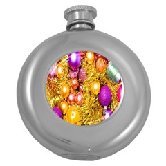 Christmas Decoration Ball 2 Round Hip Flask (5 Oz) by artworkshop