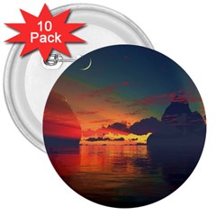 Digital Art Artwork Fantasy Landscape Sky Nature 3  Buttons (10 pack) 