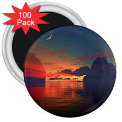 Digital Art Artwork Fantasy Landscape Sky Nature 3  Magnets (100 pack)