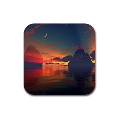 Digital Art Artwork Fantasy Landscape Sky Nature Rubber Coaster (Square)