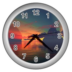 Digital Art Artwork Fantasy Landscape Sky Nature Wall Clock (Silver)