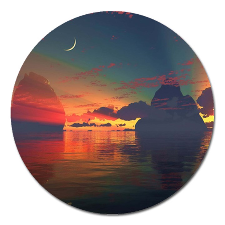 Digital Art Artwork Fantasy Landscape Sky Nature Magnet 5  (Round)