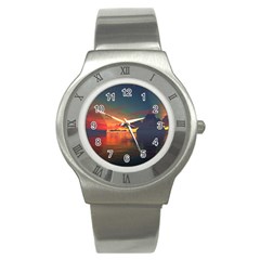 Digital Art Artwork Fantasy Landscape Sky Nature Stainless Steel Watch by danenraven