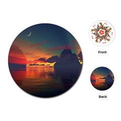 Digital Art Artwork Fantasy Landscape Sky Nature Playing Cards Single Design (Round)