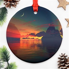 Digital Art Artwork Fantasy Landscape Sky Nature Round Ornament (Two Sides)