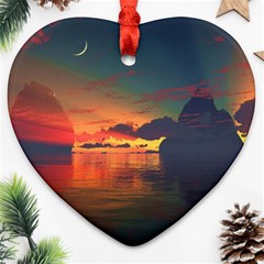 Digital Art Artwork Fantasy Landscape Sky Nature Heart Ornament (Two Sides)