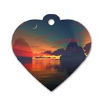 Digital Art Artwork Fantasy Landscape Sky Nature Dog Tag Heart (Two Sides) Back