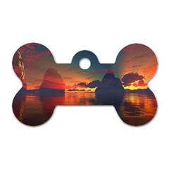 Digital Art Artwork Fantasy Landscape Sky Nature Dog Tag Bone (Two Sides)