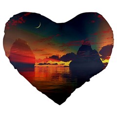 Digital Art Artwork Fantasy Landscape Sky Nature Large 19  Premium Heart Shape Cushions