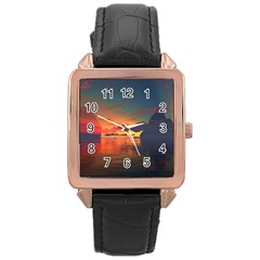 Digital Art Artwork Fantasy Landscape Sky Nature Rose Gold Leather Watch 