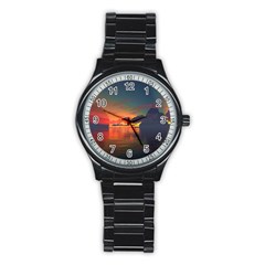 Digital Art Artwork Fantasy Landscape Sky Nature Stainless Steel Round Watch