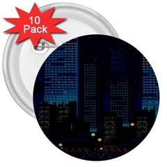 City Building Pixel Art Vaporwave 3  Buttons (10 Pack)  by danenraven