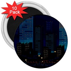 City Building Pixel Art Vaporwave 3  Magnets (10 Pack)  by danenraven