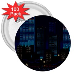 City Building Pixel Art Vaporwave 3  Buttons (100 Pack)  by danenraven